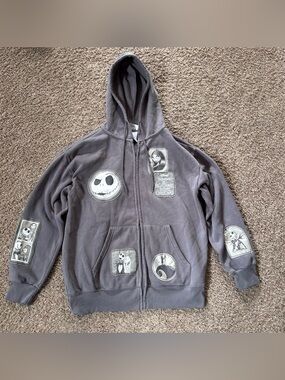 Disney Tim Burton Nightmare Before Christmas Full Zip Hoodie Women’s Medium Gray